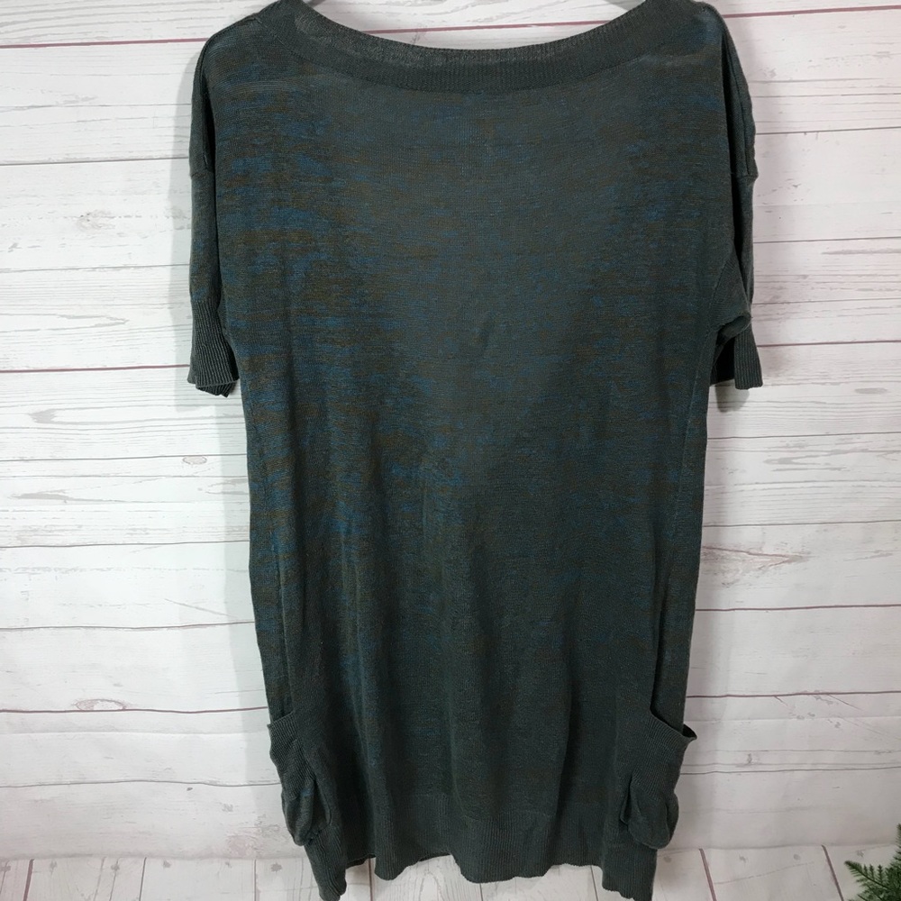 Free People | short sleeve linen Button Cardi M - Picture 3 of 4